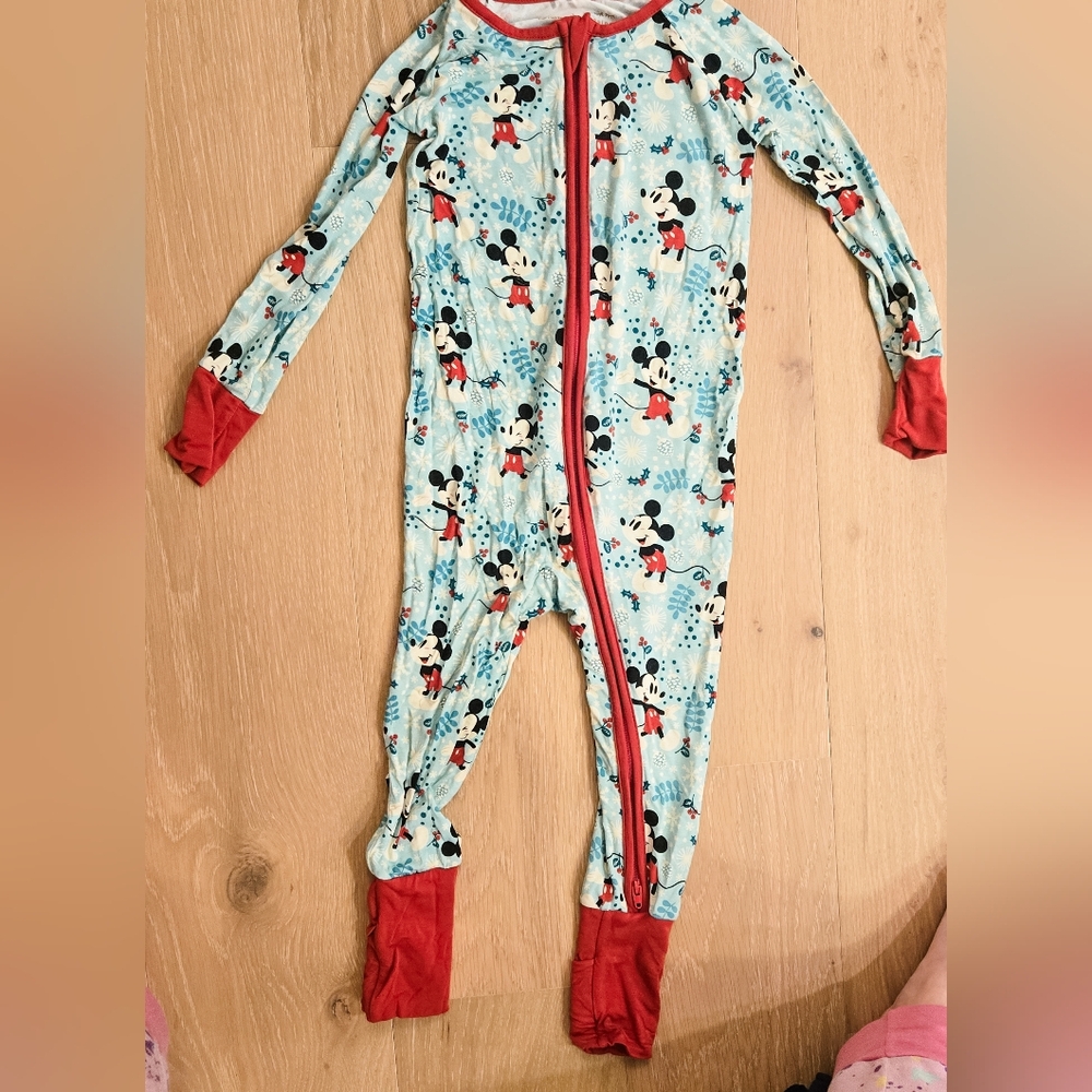 Little Sleepies Disney Mickey  Mouse Winter Christmas Pajama - 18-24m like new